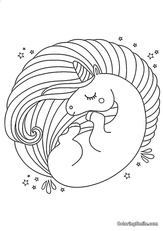 Сплячий єдиноріг - Розмальовка