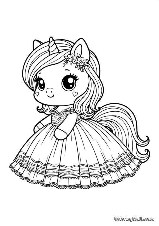 Малюк єдиноріг у сукні - Розмальовка