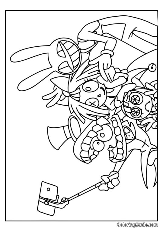 Кейн робить селфі з друзями - Розмальовка