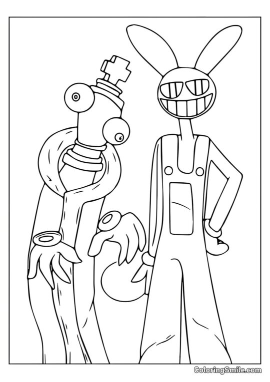 Кораловий та Джекси з цифрового кола - Розмальовка