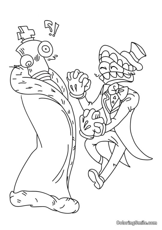 Кораловий та Кейн танцюють - Розмальовка