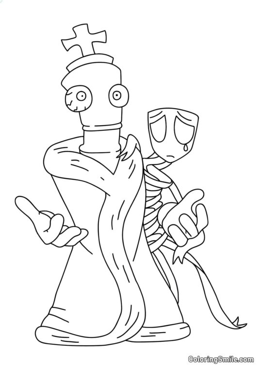 Кораловий та Гангл з дивовижного цифрового кола - Розмальовка