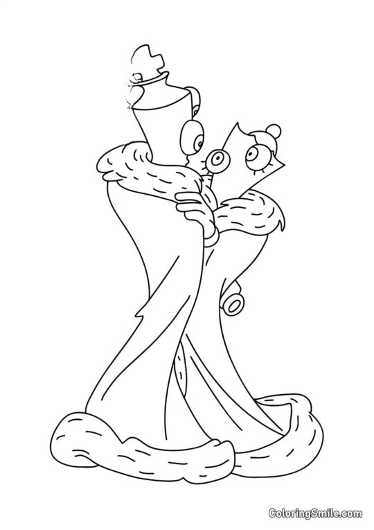 Кораловий та Квінер танцюють - Розмальовка