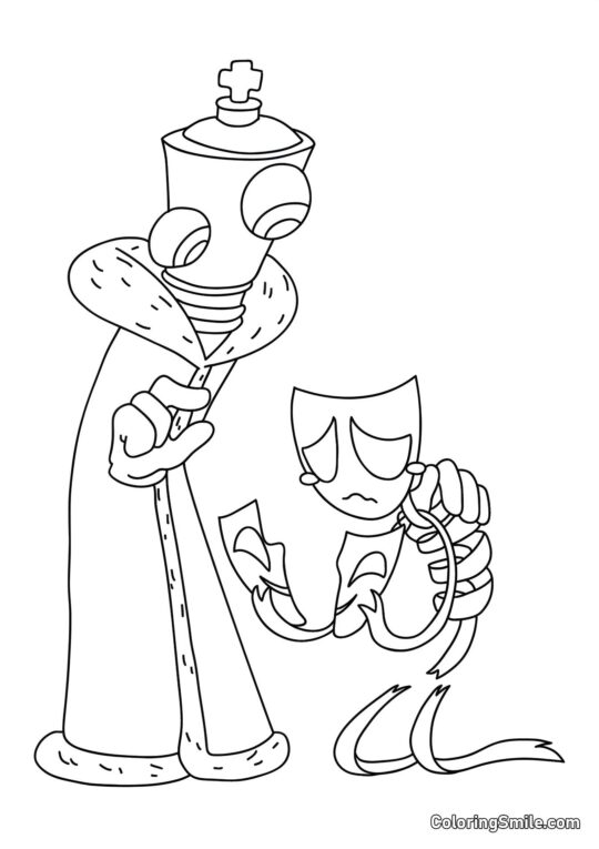 Кораловий та Гангл з порваною маскою - Розмальовка