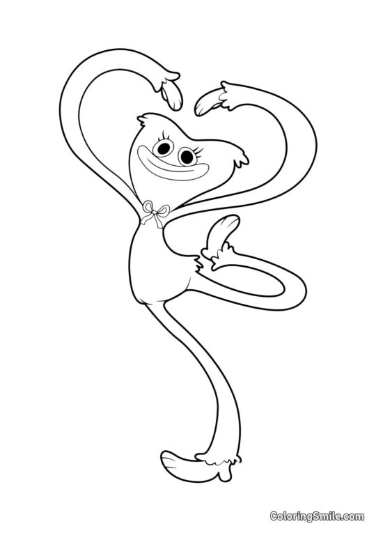 Кісі Місі з руками у формі серця - Розмальовка