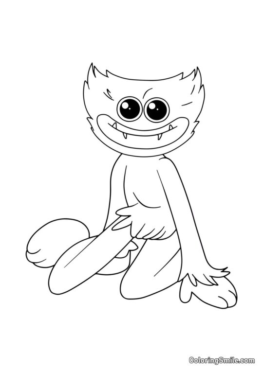 Хаггі Ваггі сидить на колінах - Розмальовка