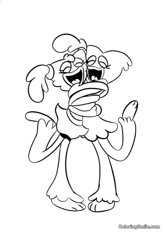 Хаггі Ваггі та Кісі Місі обіймаються - Розмальовка