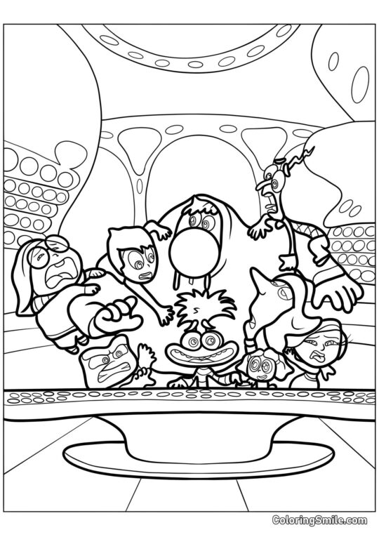 Емоції Райлі на панелі управління Емоції Райлі на панелі управління - Розмальовка