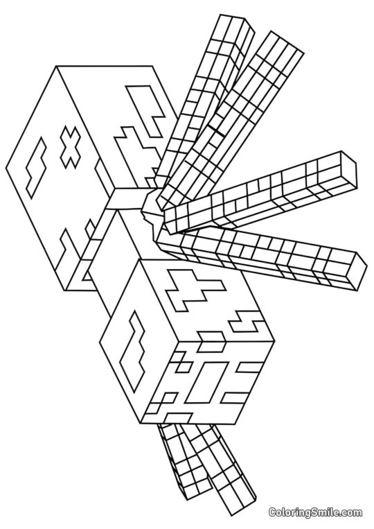 Павук Minecraft - Розмальовка