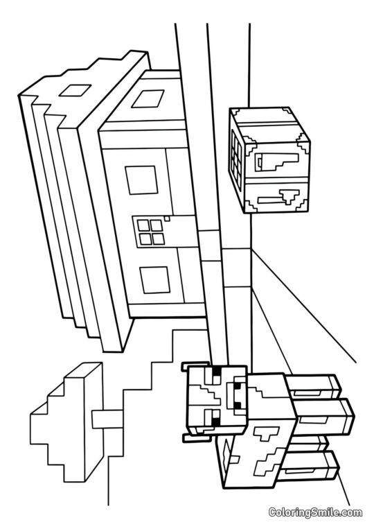 Корова на фермі Minecraft - Розмальовка