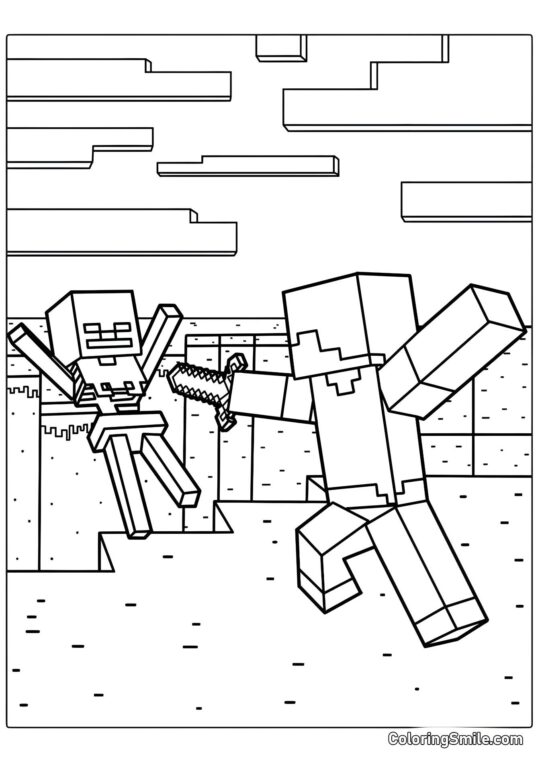 Стіва перемагає скелета - Розмальовка
