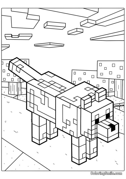 Собака Minecraft - Розмальовка