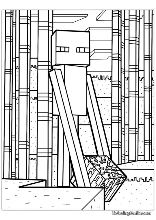 Ендермен, що несе блок - Розмальовка