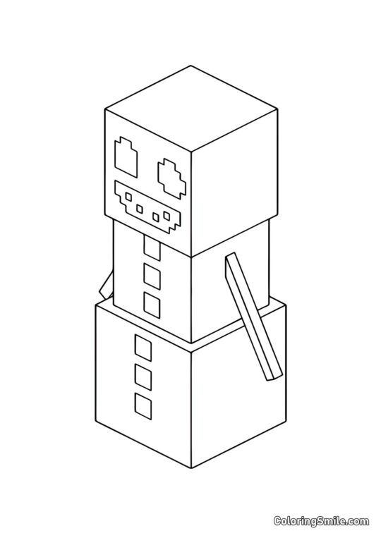 Сніговий голем з кавуном - Розмальовка