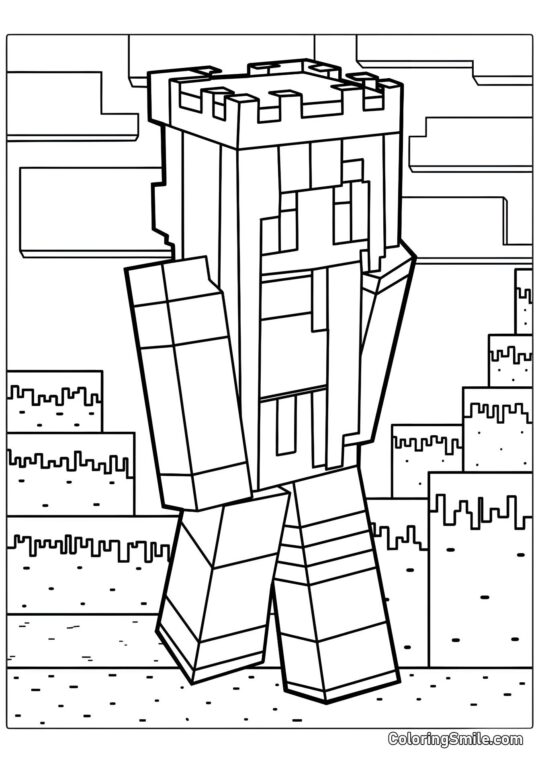 Це Аліса в стилі Minecraft - Розмальовка