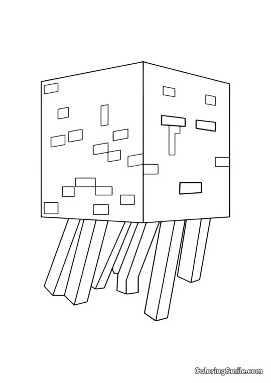 Ворожий Гаст з Minecraft - Розмальовка