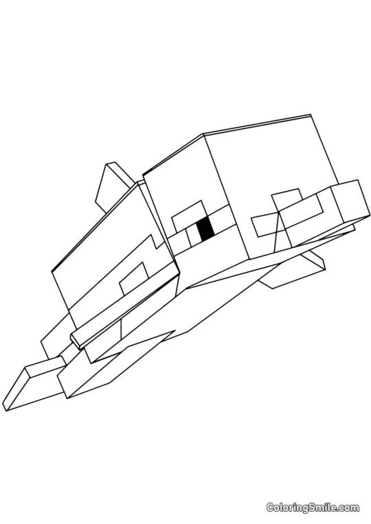 Дельфін Minecraft - Розмальовка