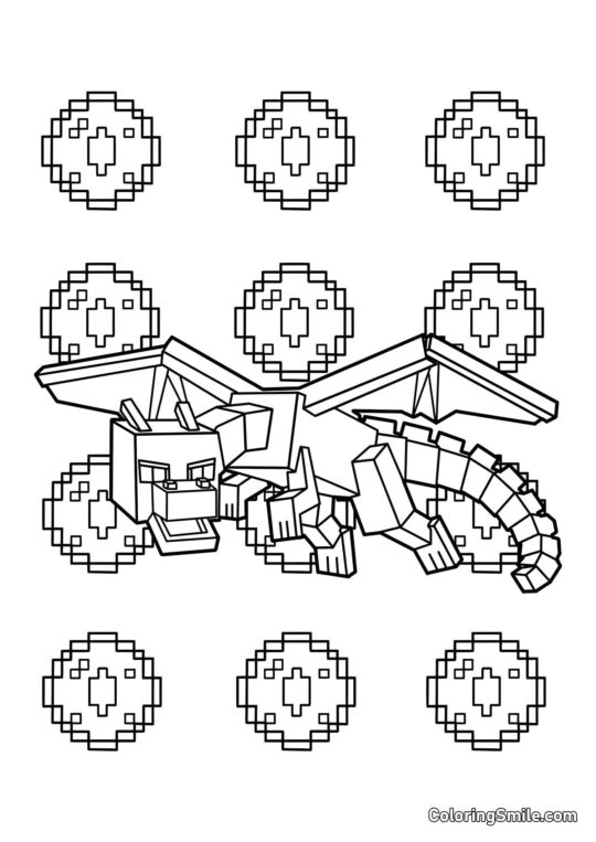 Чорний дракон Minecraft - Розмальовка