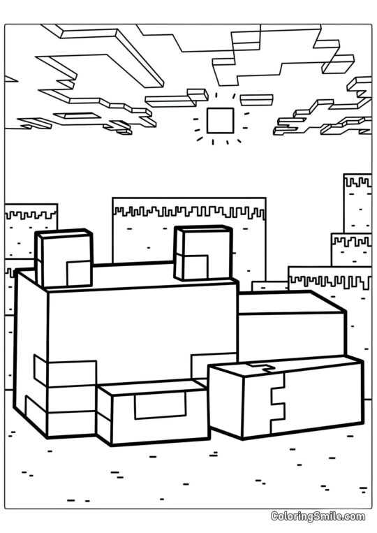 Лис у світі Minecraft - Розмальовка