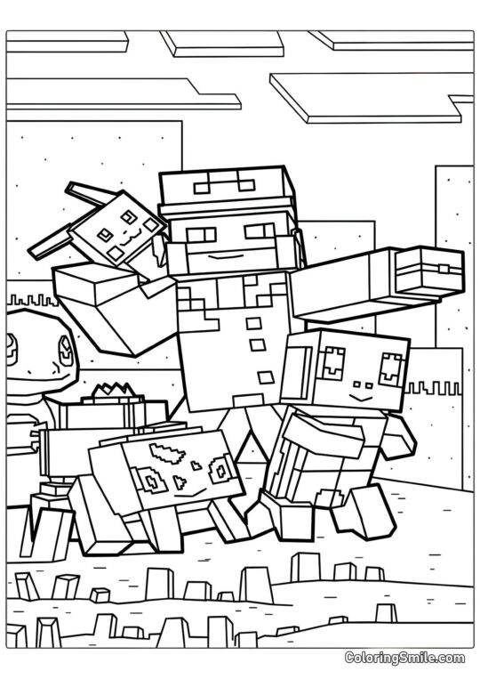 Покемони в стилі Minecraft - Розмальовка