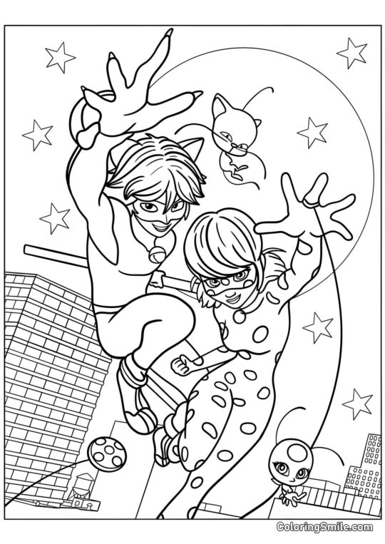 Чудове Сонечко та Кіт Нойр - Розмальовка