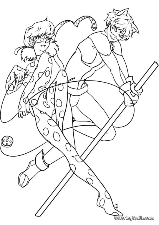 Сонечко та Кіт Нойр малюють - Розмальовка