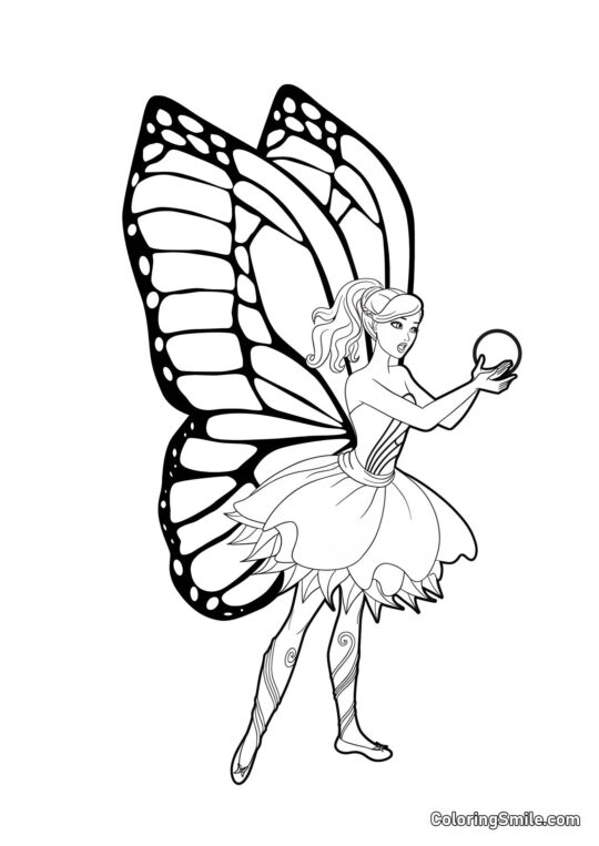 Барбі з феями-крилами - Розмальовка