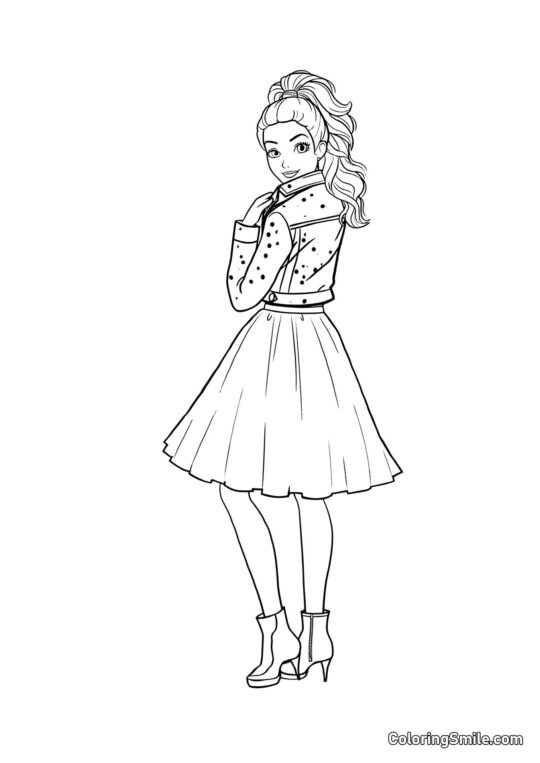 Барбі в жакеті та спідниці - Розмальовка