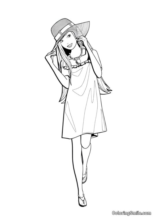 Барбі в новому капелюсі - Розмальовка