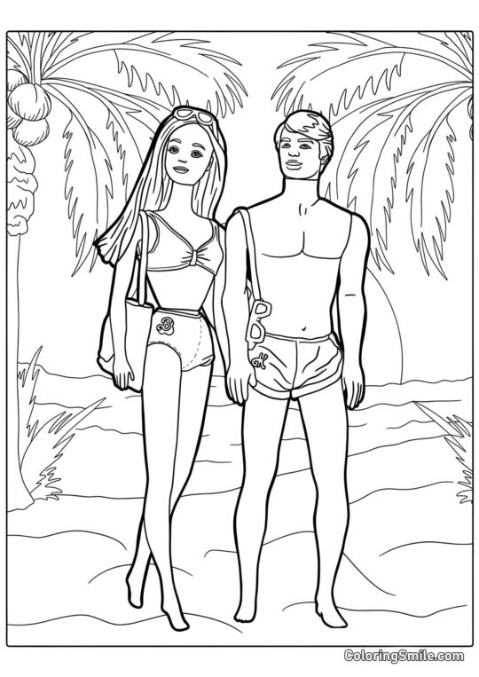 Барбі та Кен влітку - Розмальовка