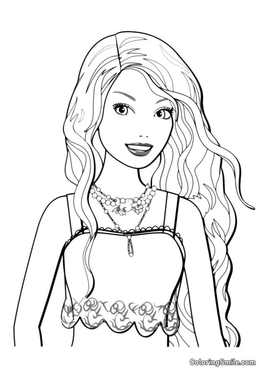 Барбі завила своє волосся - Розмальовка