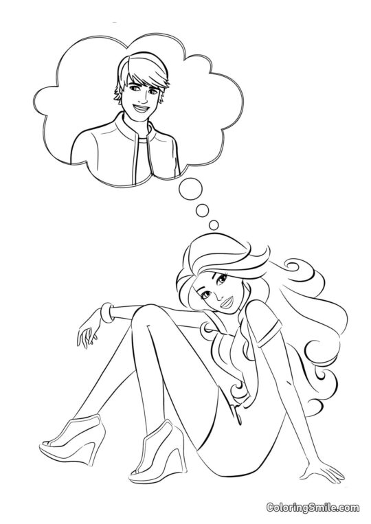 Барбі думає про хлопця - Розмальовка