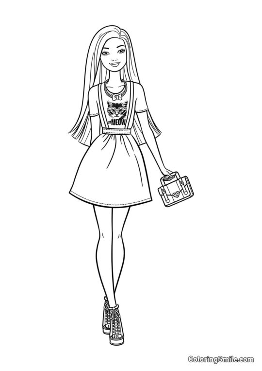 Барбі в сорочці з кошеням - Розмальовка