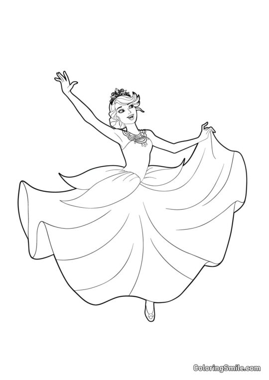 Барбі в квітковій сукні - Розмальовка