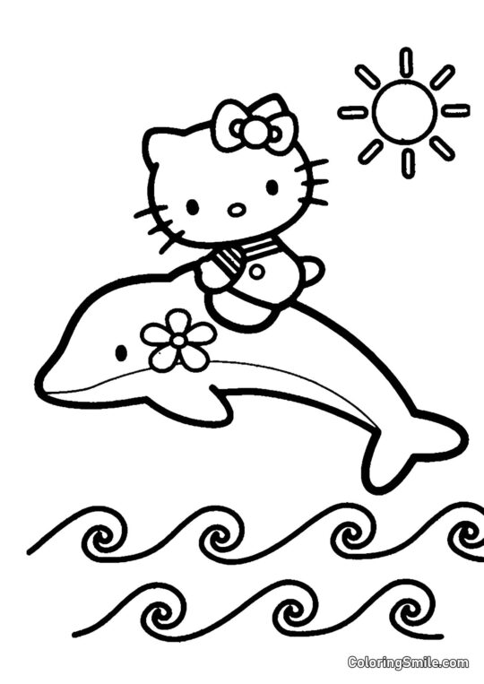 Кітті подружилася з дельфіном - Розмальовка