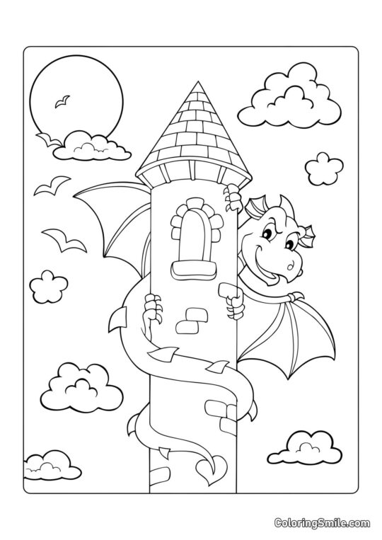 Дракон з казки - Розмальовка