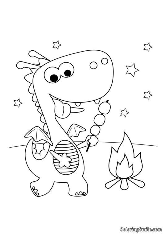 Дракон на прогулянці - Розмальовка