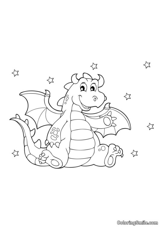 Дракон, що махає лапою - Розмальовка