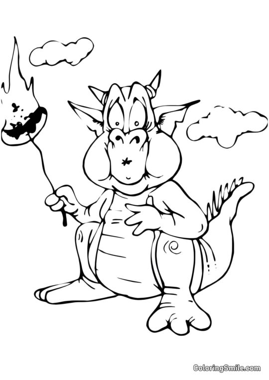 Дракон, що думає про вибух - Розмальовка