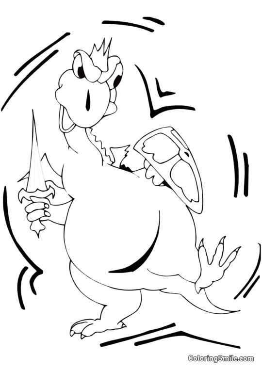 Розгніваний дракон зі sword - Розмальовка