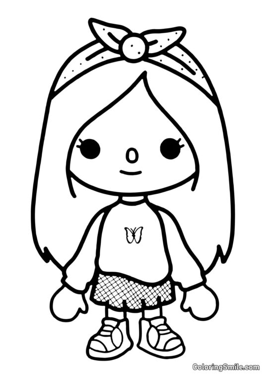 Тока Бока дівчина з метеликом - Розмальовка