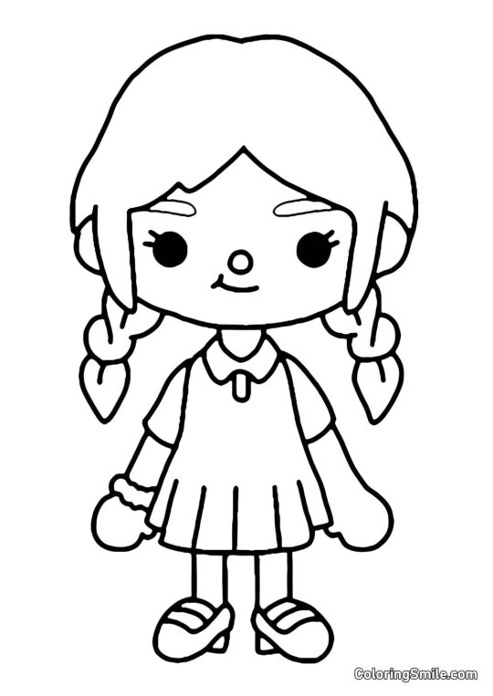 Тока Бока дівчина з косичками - Розмальовка