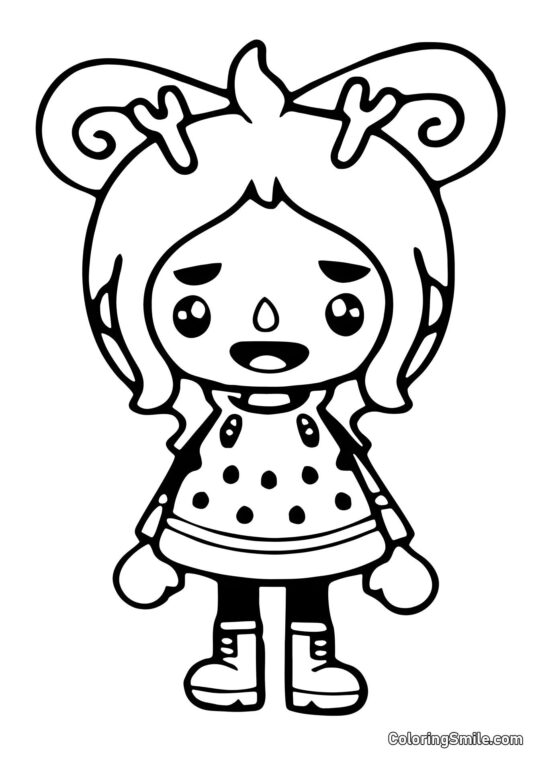 Тока Бока дівчина з рогами - Розмальовка