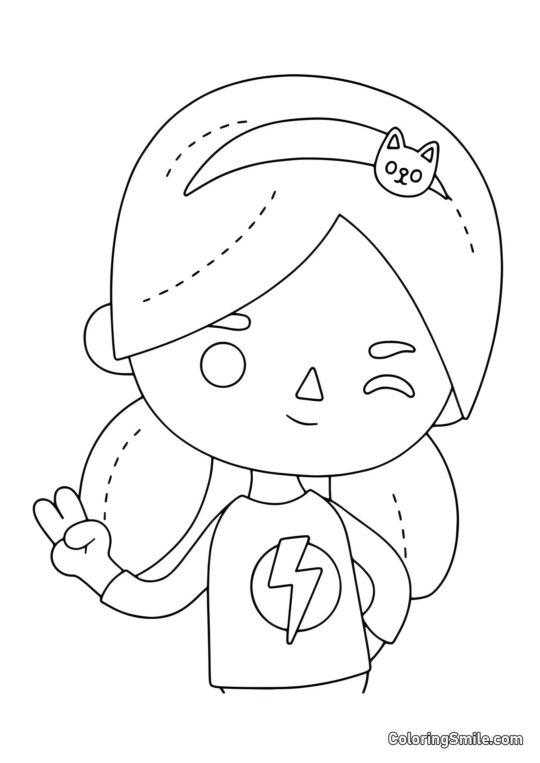 Тока Бока дівчина з блискавкою - Розмальовка
