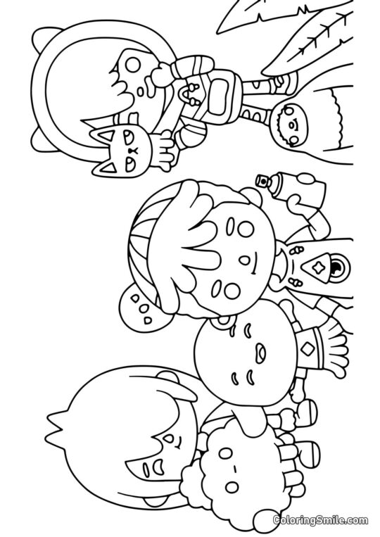 Тока Бока герої з крамблами - Розмальовка