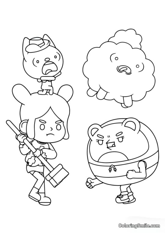 Тока Бока дівчина Ріта проти злого робота - Розмальовка