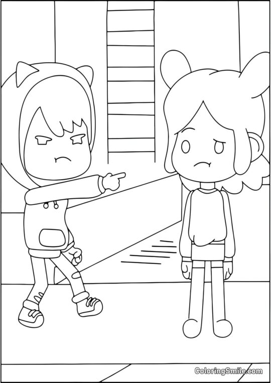 Тока Бока Зік вказує пальцем на Ріту - Розмальовка