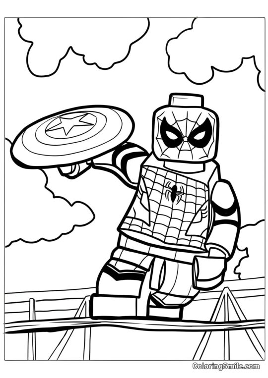 LEGO Людина-Павук і щит Капітана Америка - Розмальовка