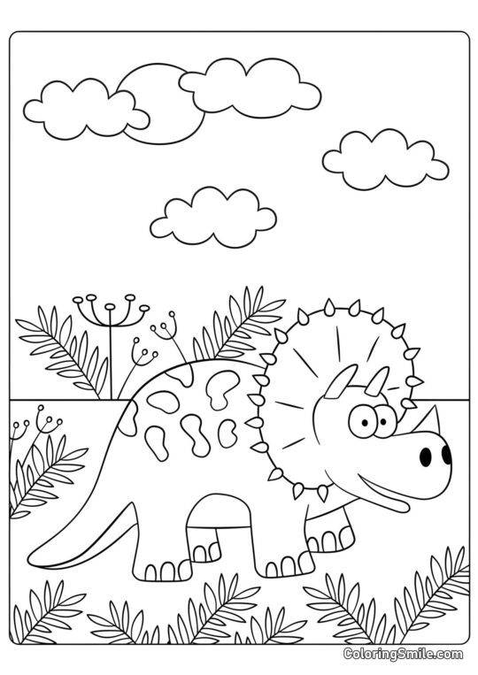 Мультяшний трицератопс - Розмальовка