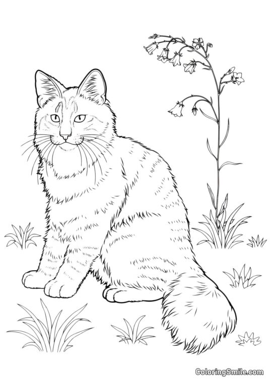 Кішка та дзвіночки Кішка та дзвіночки - Розмальовка